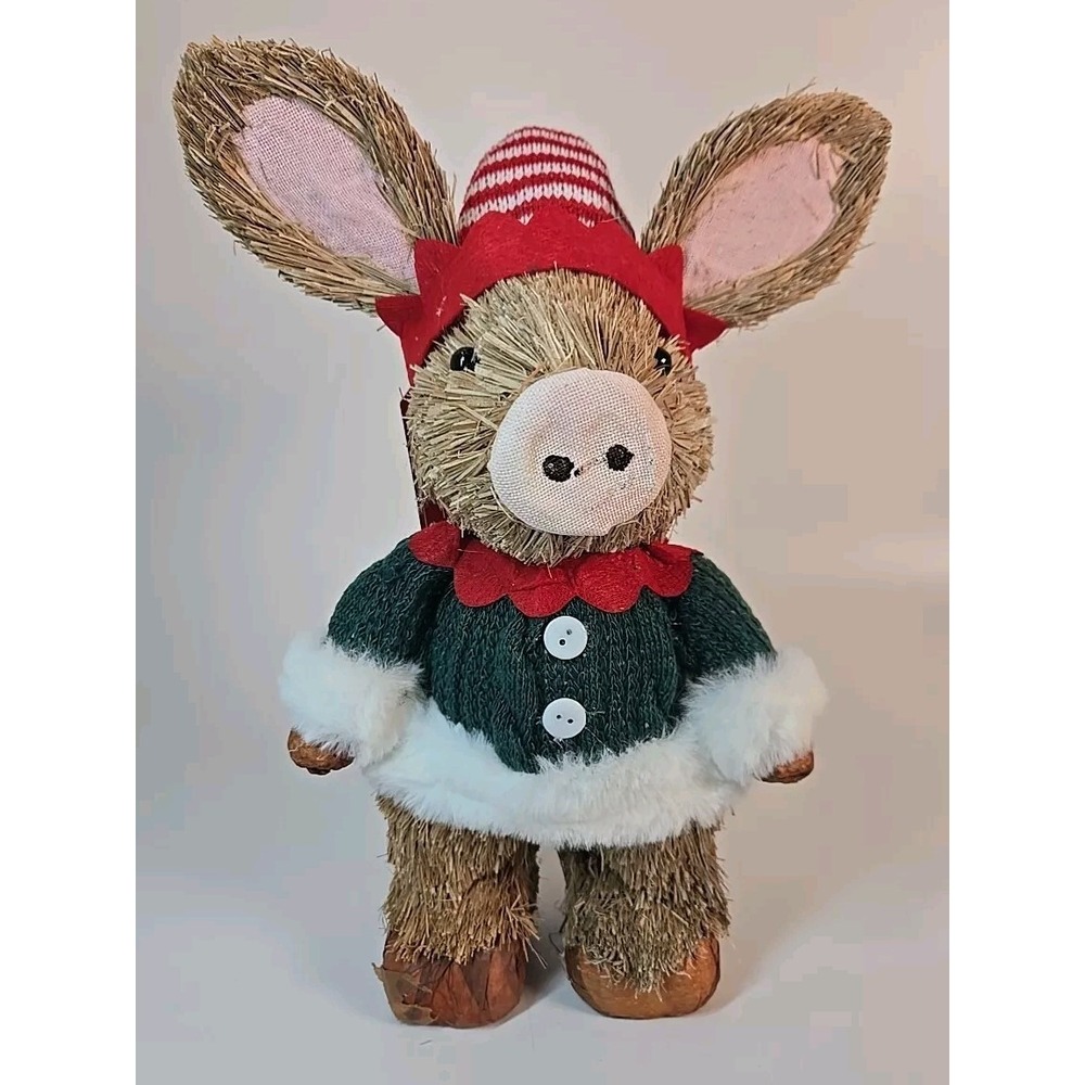 Santa Claus Pig Sisal Fiber Christmas Rustic Decor * New *